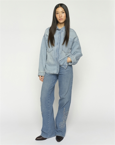 Mos Mosh - MMEmm Flower Skjorte - Light Blue